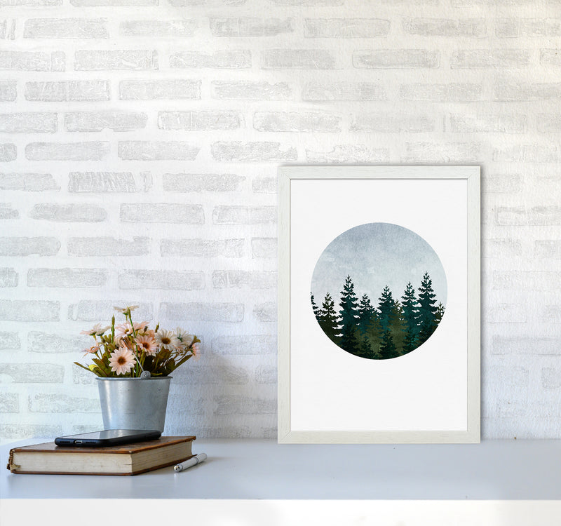 Evergreen Forest Art Print by Kookiepixel A3 Oak Frame