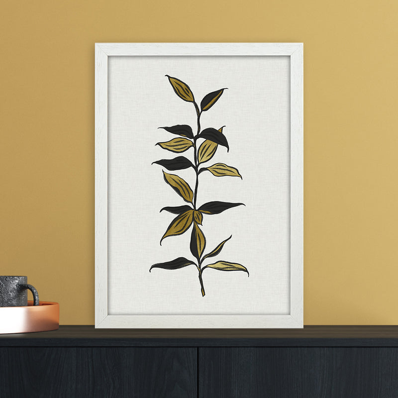 Gold Bamboo Botanical Art Print by Kookiepixel A3 Oak Frame