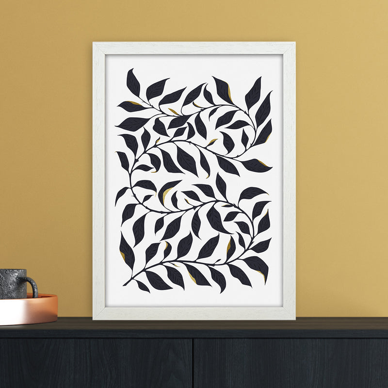 Golden Leaf Botanical Art Print by Kookiepixel A3 Oak Frame