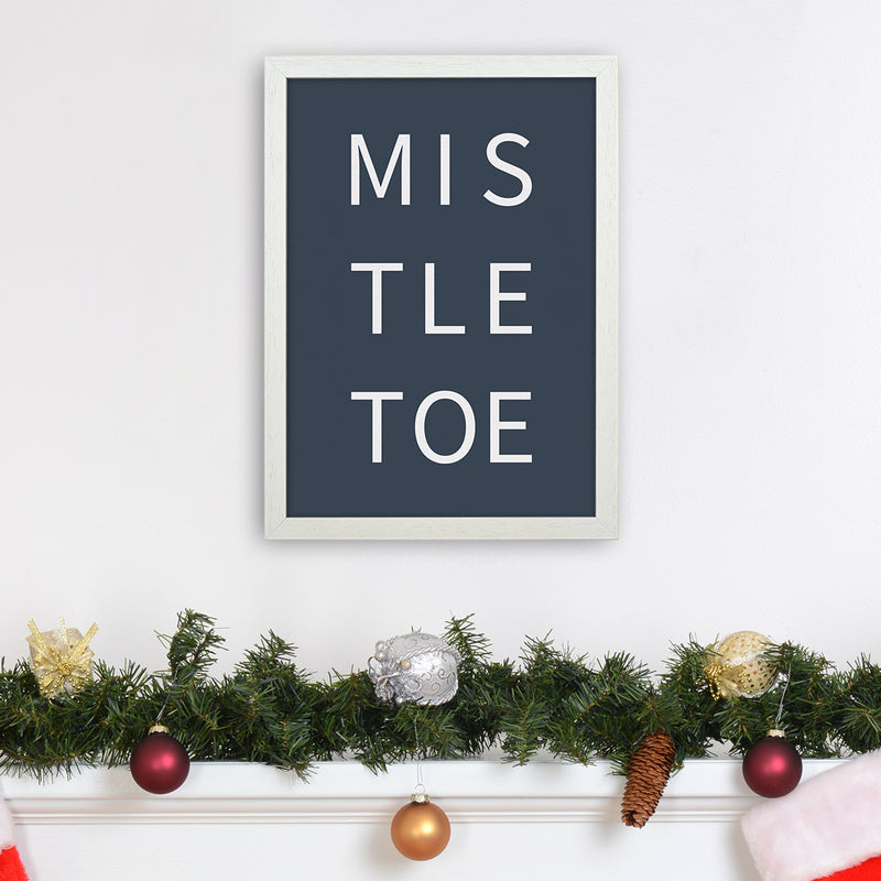 Mistletoe Christmas Art Print by Kookiepixel A3 Oak Frame