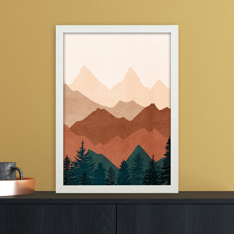 Sunset Peaks No 1 Landscape Art Print by Kookiepixel A3 Oak Frame