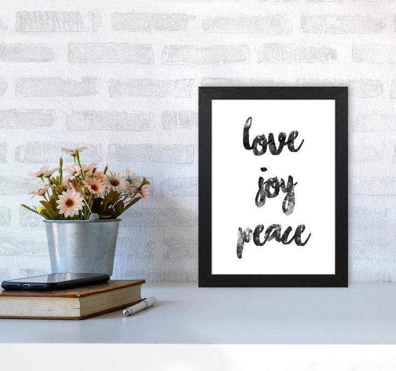 Love Joy Peace Quote Art Print by Kookiepixel A4 White Frame