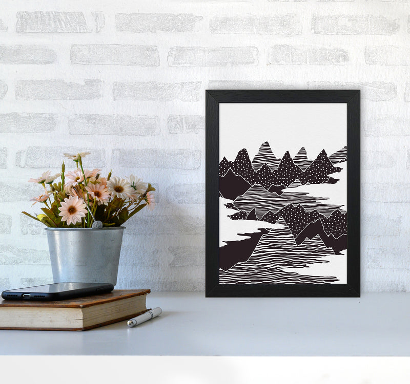 The Peaks Landscape Art Print by Kookiepixel A4 White Frame