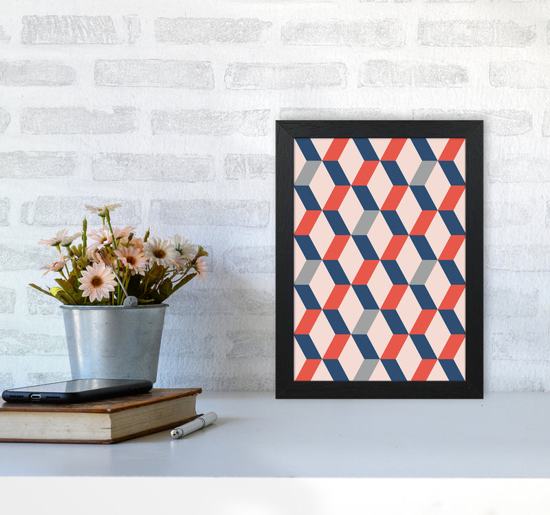 Retro Pattern No 1 Abstract Art Print by Kookiepixel A4 White Frame