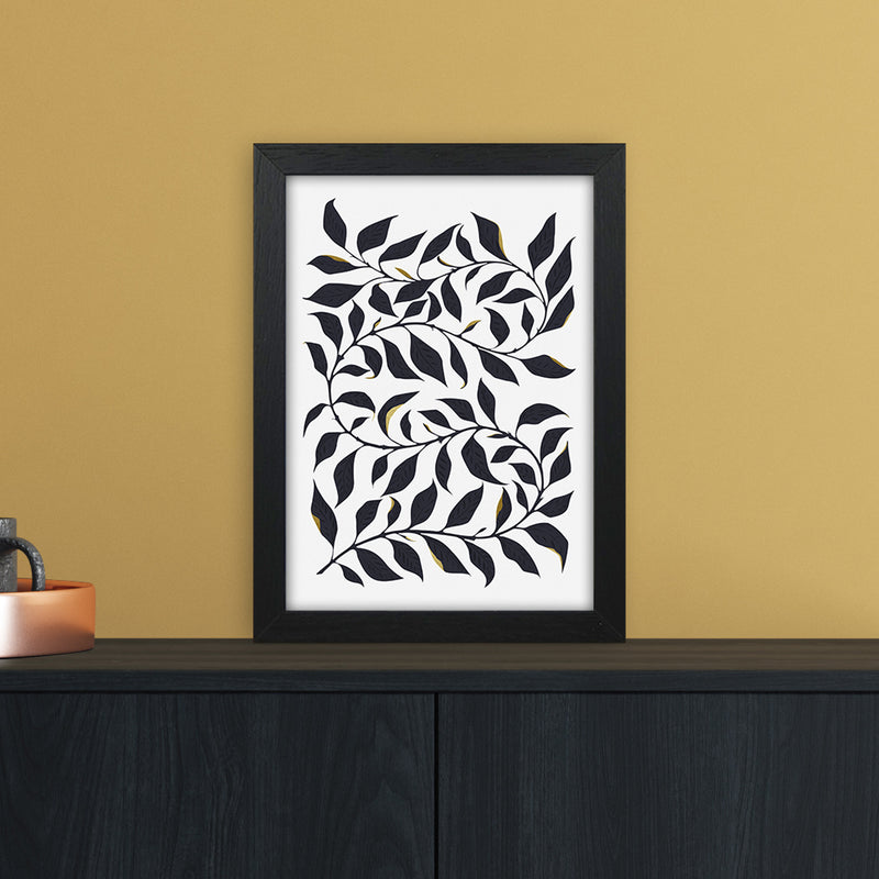 Golden Leaf Botanical Art Print by Kookiepixel A4 White Frame