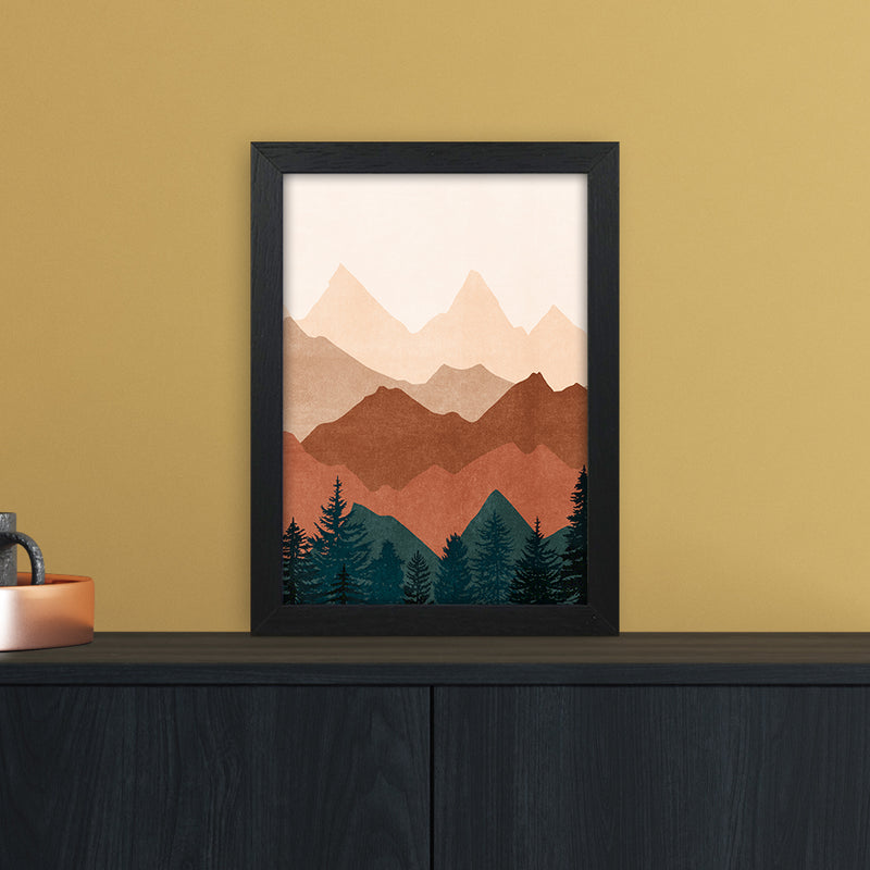 Sunset Peaks No 1 Landscape Art Print by Kookiepixel A4 White Frame