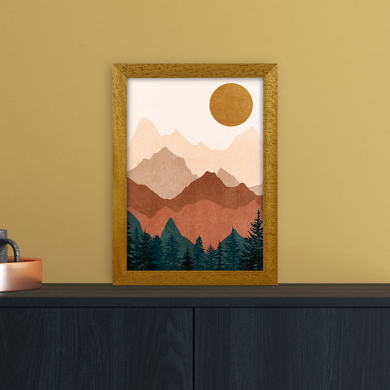 Sunset Peaks No 2 A4 Oak Frame
