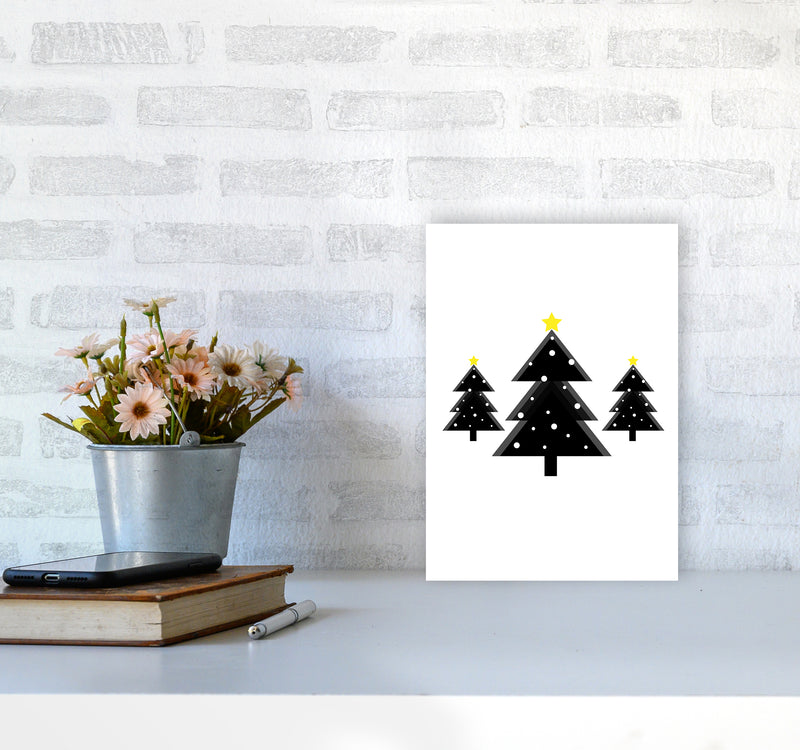 Christmas Trees Art Print by Kookiepixel A4 Black Frame