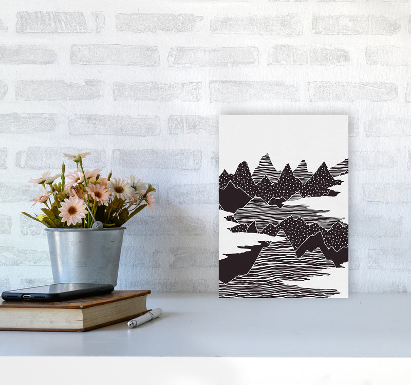 The Peaks Landscape Art Print by Kookiepixel A4 Black Frame