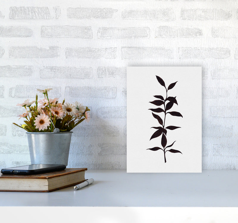 Inked Bamboo Botanical Art Print by Kookiepixel A4 Black Frame