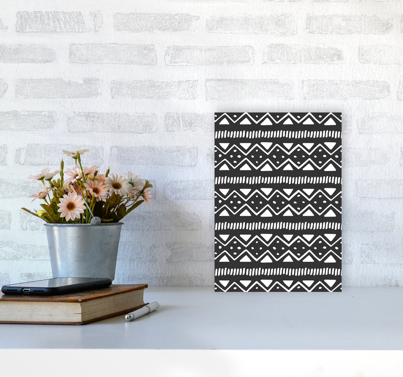 Tribal Pattern Abstract Art Print by Kookiepixel A4 Black Frame