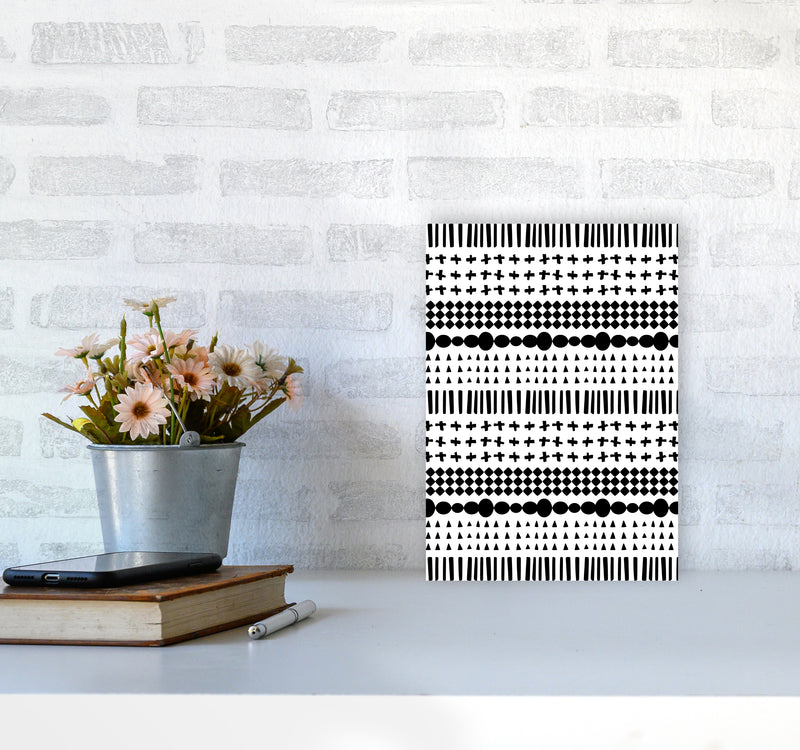 Scandi Pattern No 1 Abstract Art Print by Kookiepixel A4 Black Frame