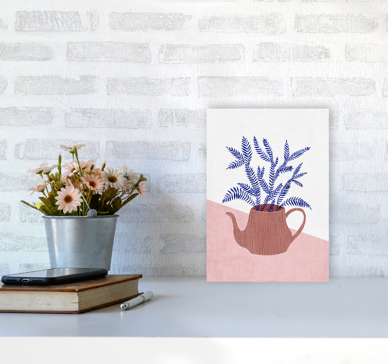 Teapot Planter Art Print by Kookiepixel A4 Black Frame