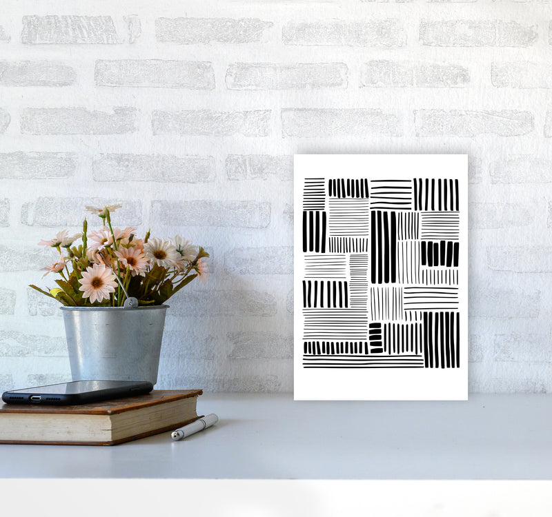 Lines No 2 Abstract Art Print by Kookiepixel A4 Black Frame