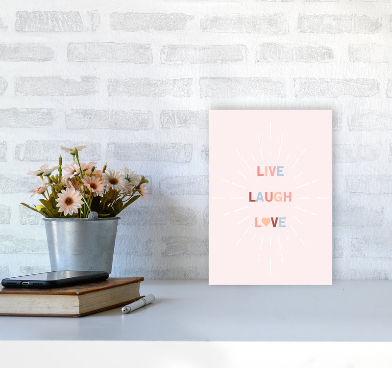 Live, Laugh, Love Quote Art Print by Kookiepixel A4 Black Frame