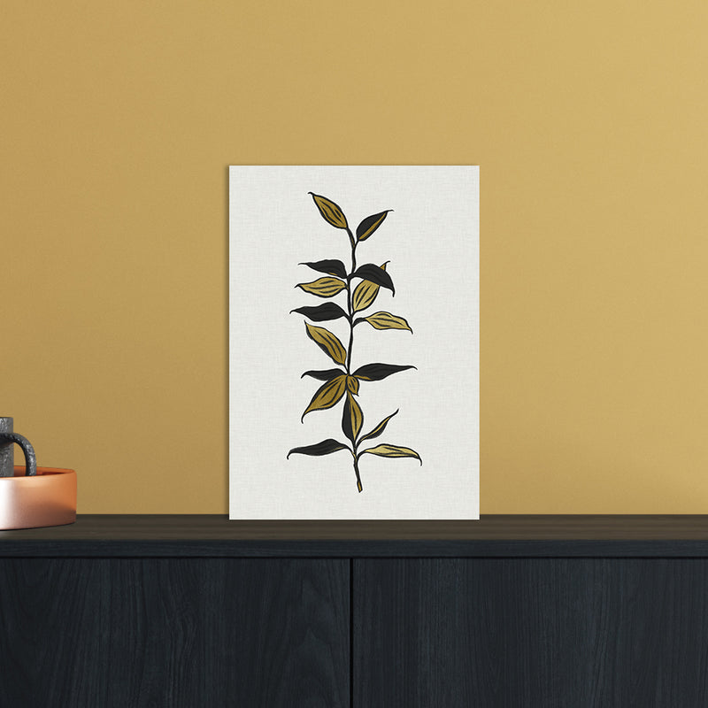 Gold Bamboo Botanical Art Print by Kookiepixel A4 Black Frame