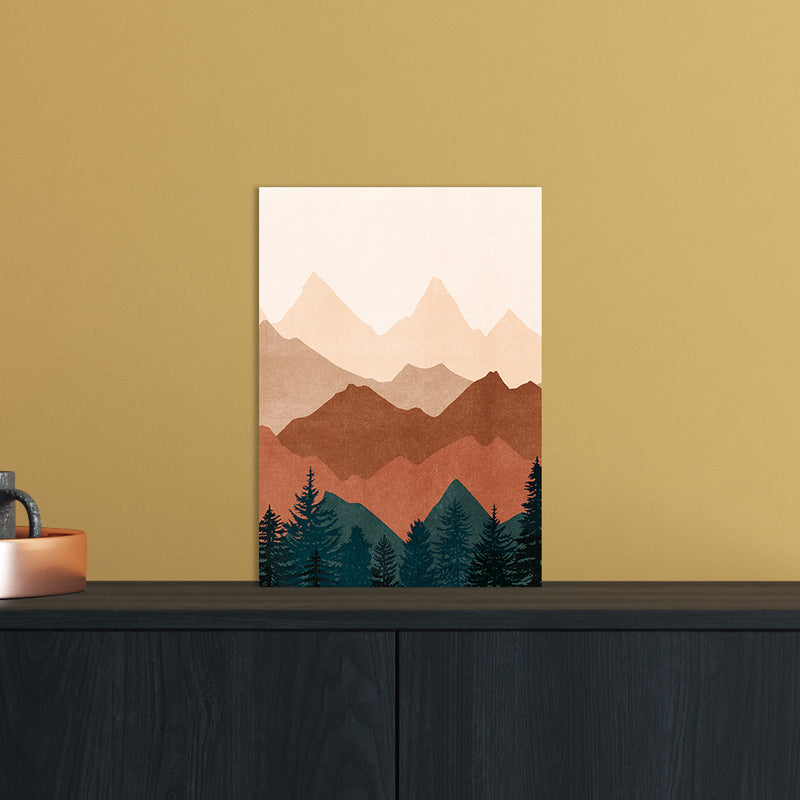 Sunset Peaks No 1 Landscape Art Print by Kookiepixel A4 Black Frame