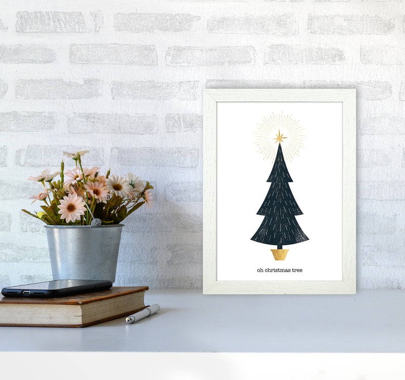 Oh Christmas Tree Christmas Art Print by Kookiepixel A4 Oak Frame