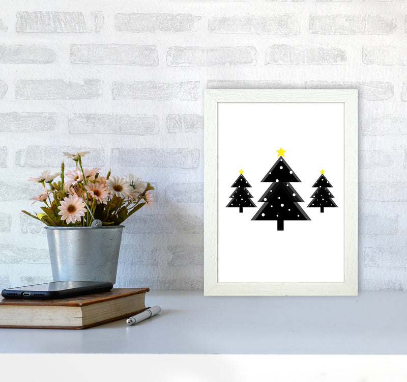 Christmas Trees Art Print by Kookiepixel A4 Oak Frame