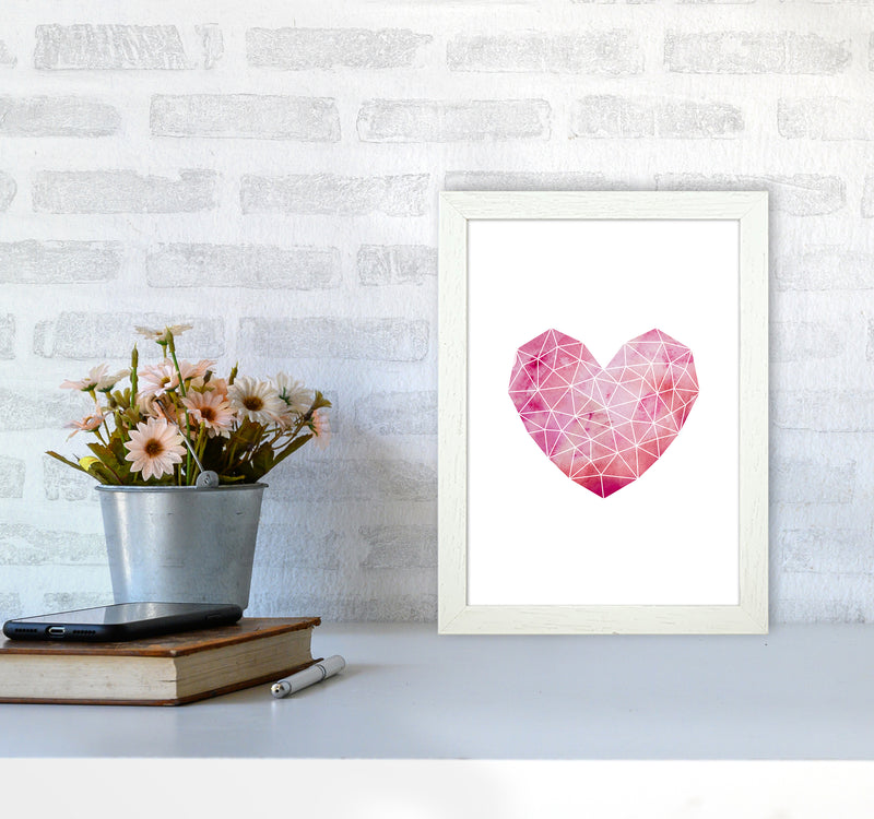 Wire Heart Art Print by Kookiepixel A4 Oak Frame