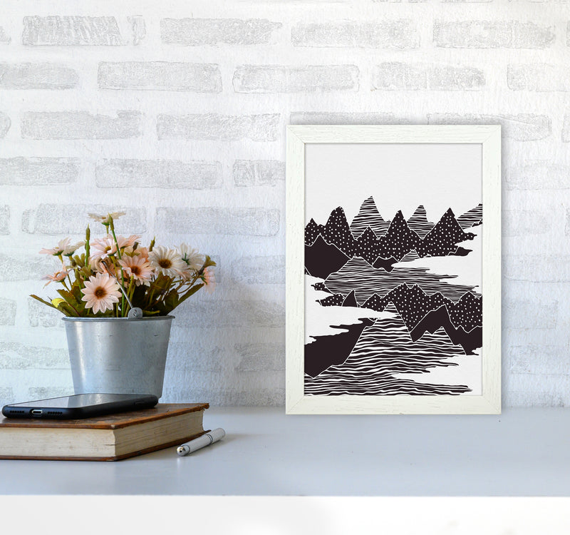 The Peaks Landscape Art Print by Kookiepixel A4 Oak Frame