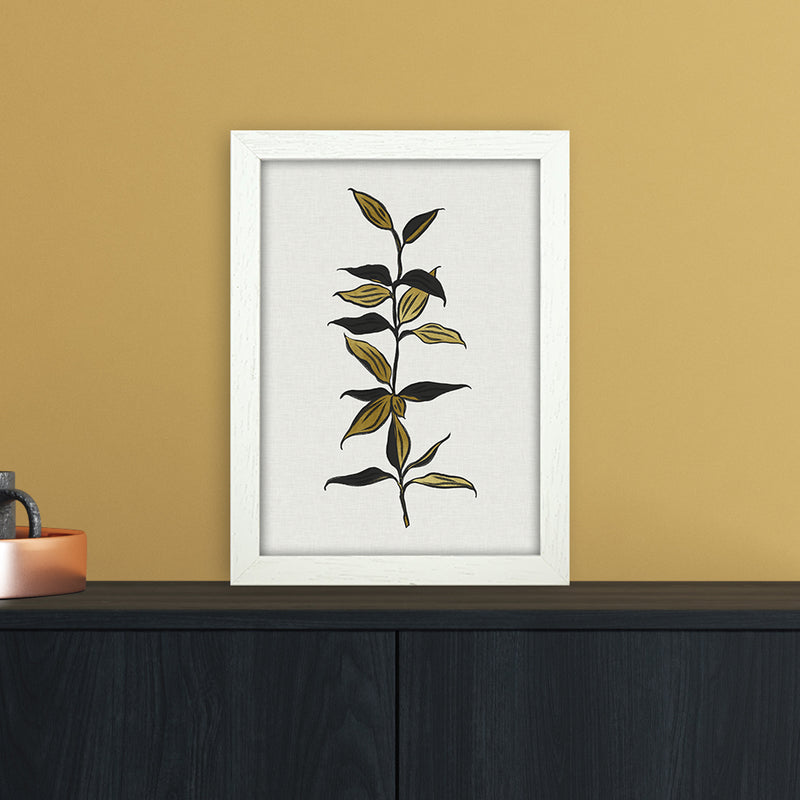 Gold Bamboo Botanical Art Print by Kookiepixel A4 Oak Frame