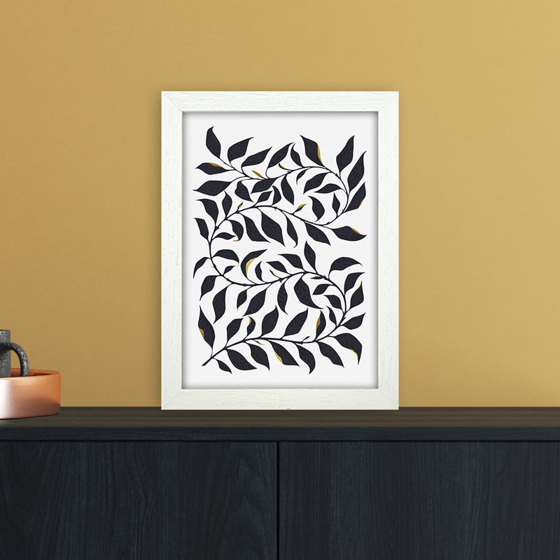 Golden Leaf Botanical Art Print by Kookiepixel A4 Oak Frame