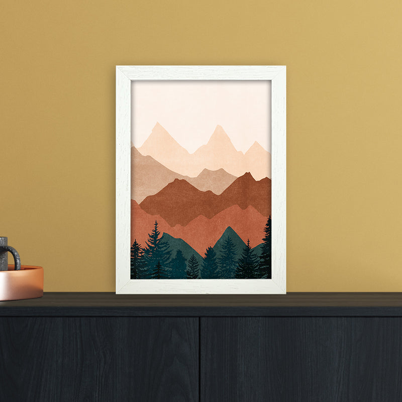 Sunset Peaks No 1 Landscape Art Print by Kookiepixel A4 Oak Frame
