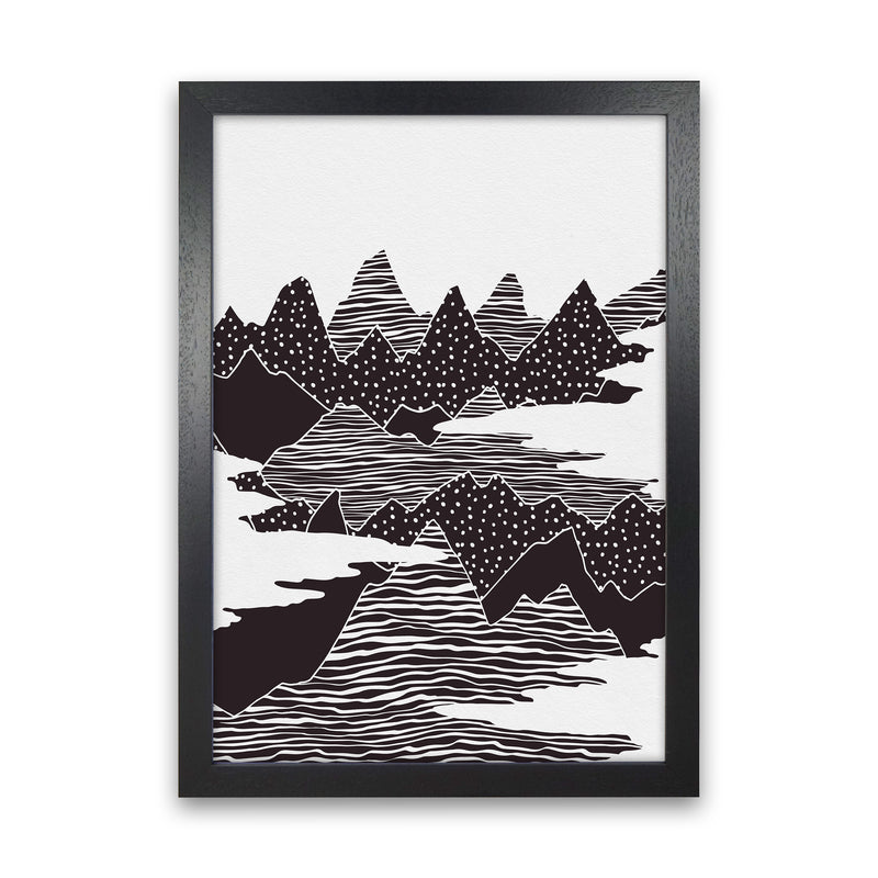 The Peaks Landscape Art Print by Kookiepixel Black Grain