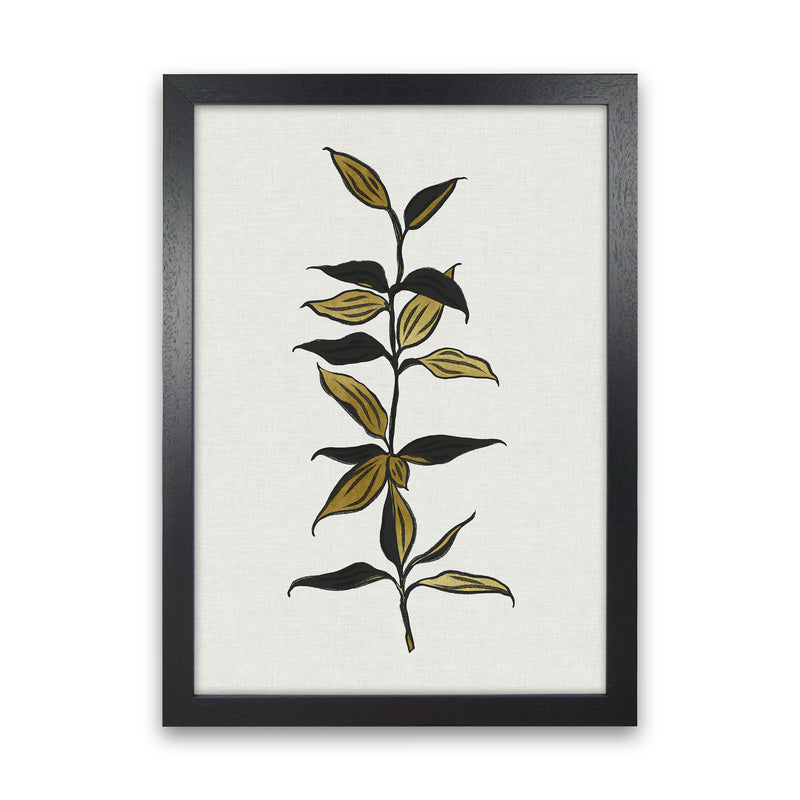 Gold Bamboo Botanical Art Print by Kookiepixel Black Grain