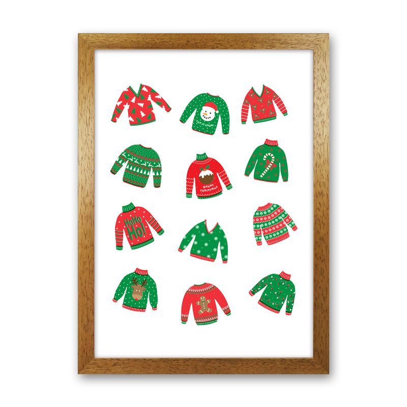 Christmas Jumpers Art Print by Kookiepixel Oak Grain