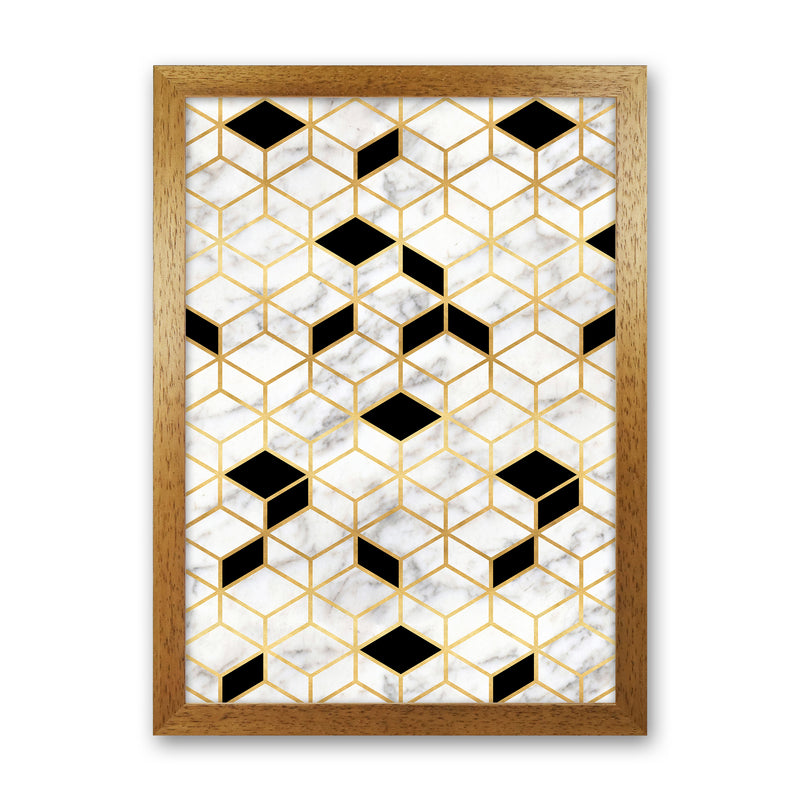 Marble Cubes Geometric Art Print by Kookiepixel Oak Grain