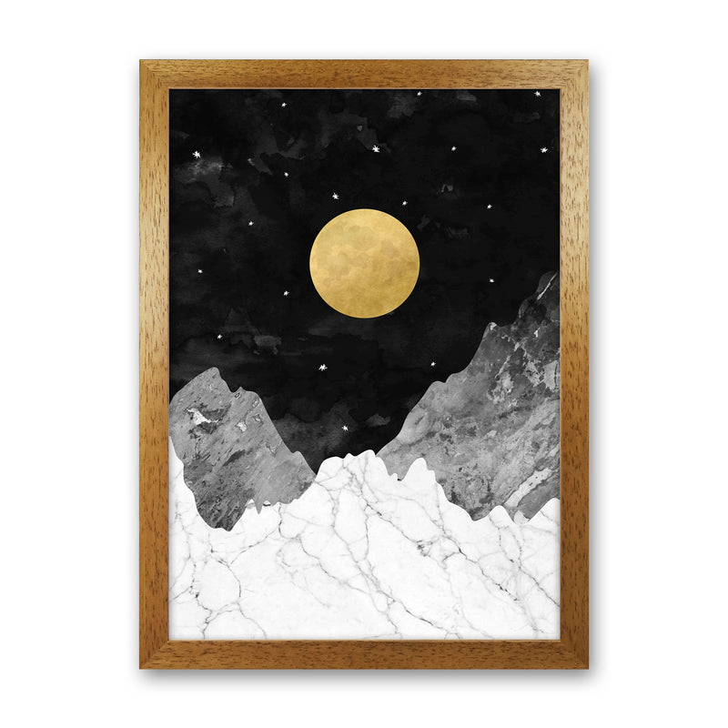Moon and Stars Landscape Art Print by Kookiepixel Oak Grain