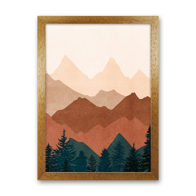 Sunset Peaks No 1 Landscape Art Print by Kookiepixel Oak Grain