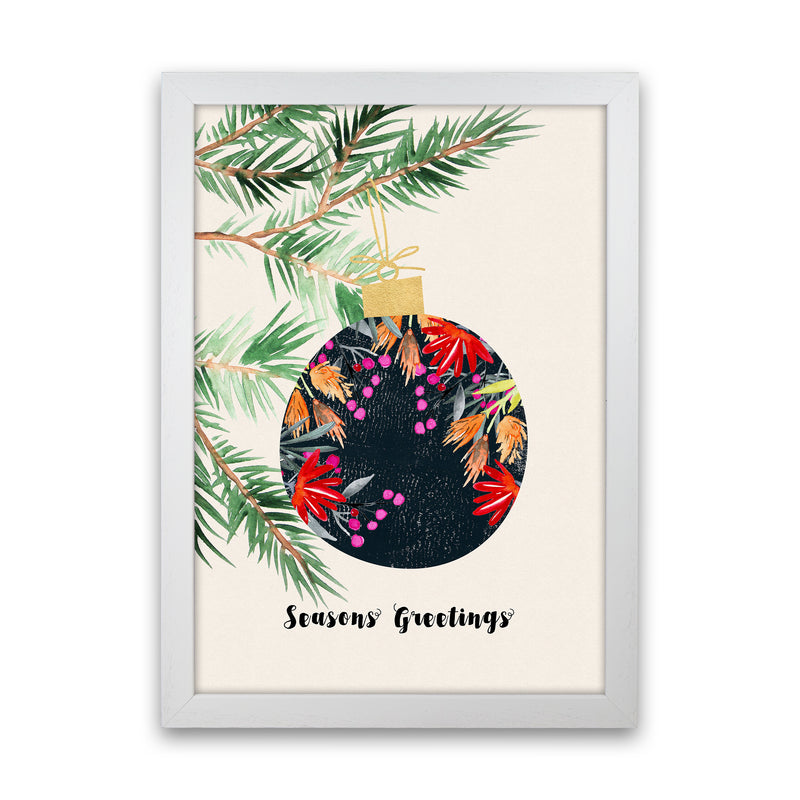 Seasons Greetings Christmas Art Print by Kookiepixel White Grain