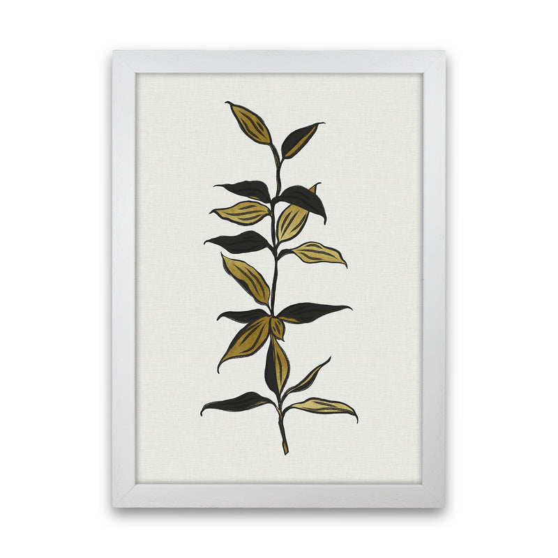 Gold Bamboo Botanical Art Print by Kookiepixel White Grain