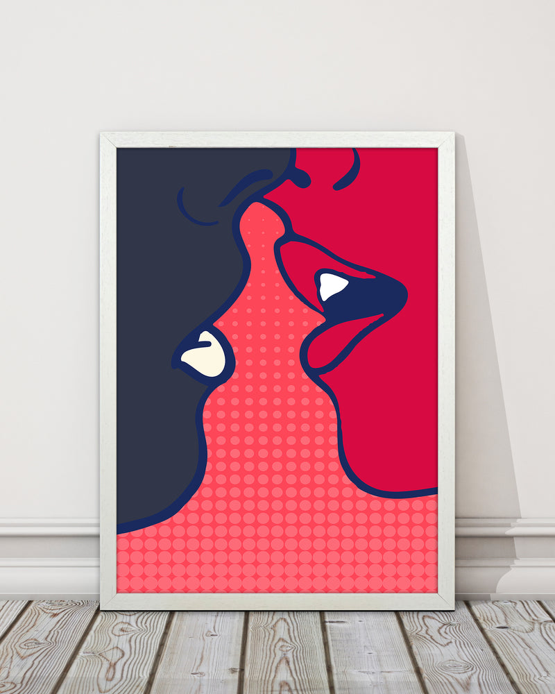 The Kiss - PINK Colourful Modern Art Print by Kubistika