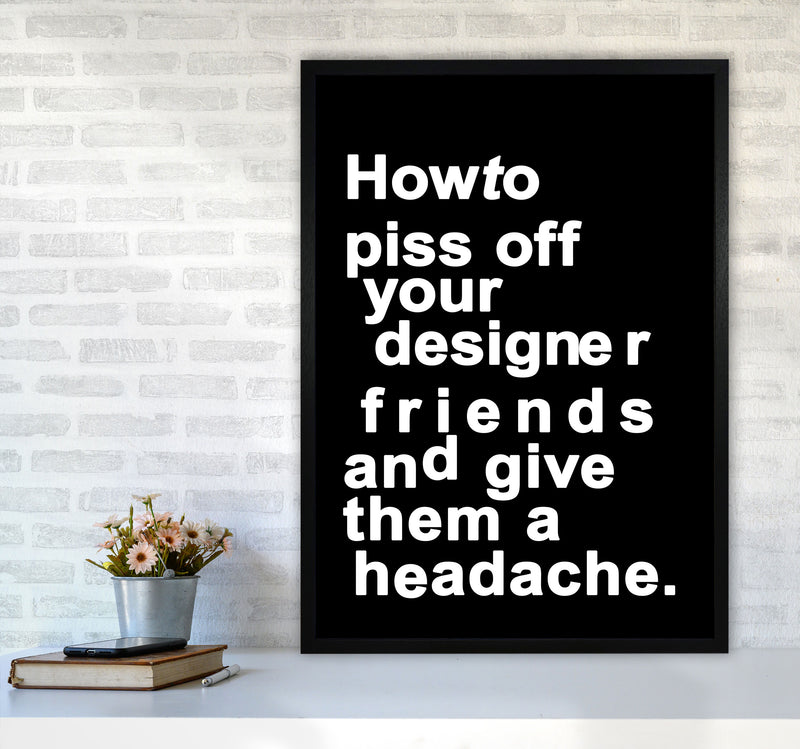 The Headache - BLACK Quote Contemporary Art Print by Kubistika A1 White Frame