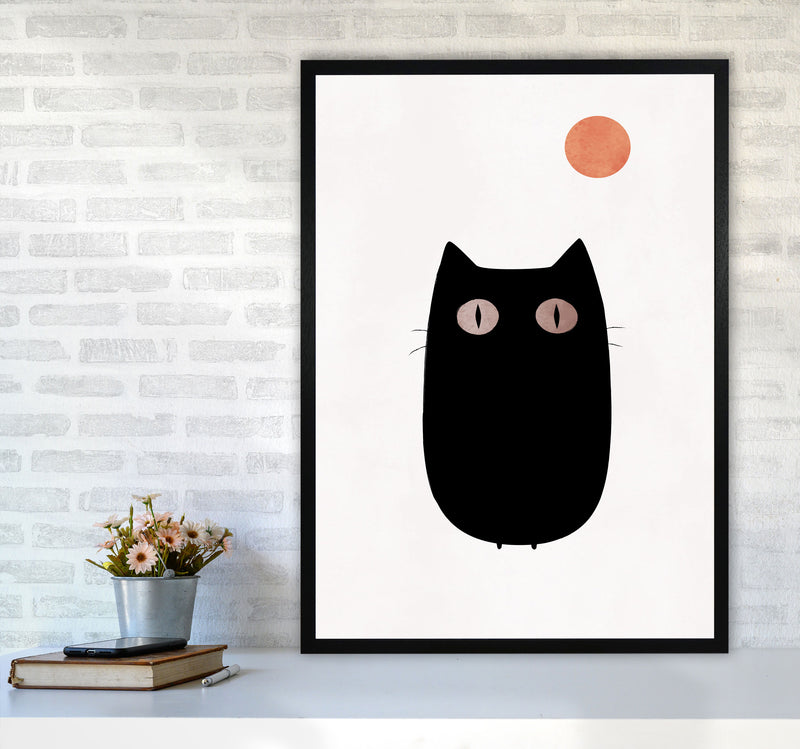 The Cat Contemporary Art Print by Kubistika A1 White Frame