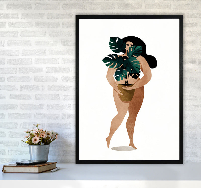 Nude With Plant Contemporary Art Print by Kubistika A1 White Frame