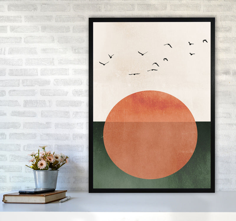 A Day At The Ocean  Modern Contemporary Art Print by Kubistika A1 White Frame
