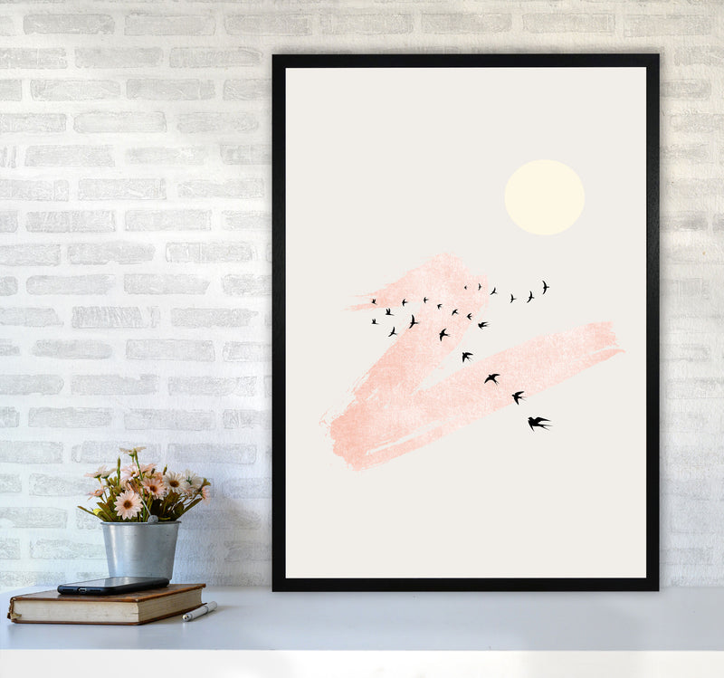 Sun and Heaven Contemporary Art Print by Kubistika A1 White Frame