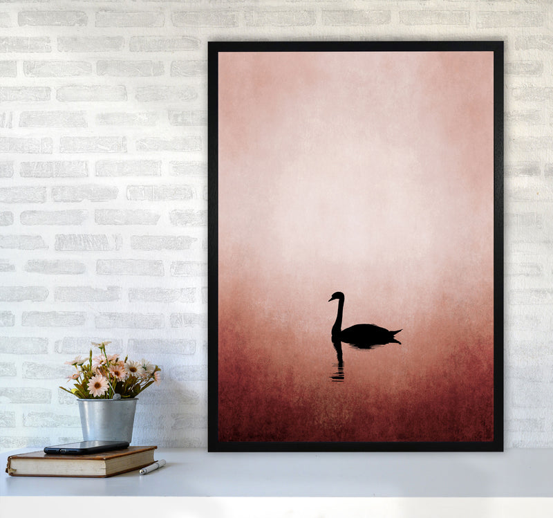 The Swan Contemporary Art Print by Kubistika A1 White Frame