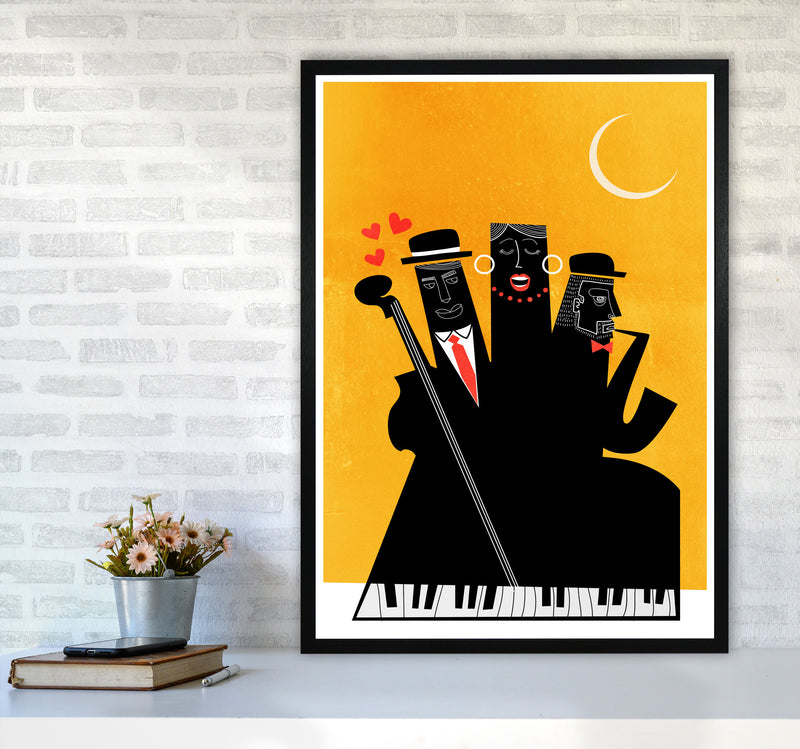 Casablanca Jazz-YELLOW Modern Music Art Print by Kubistika A1 White Frame
