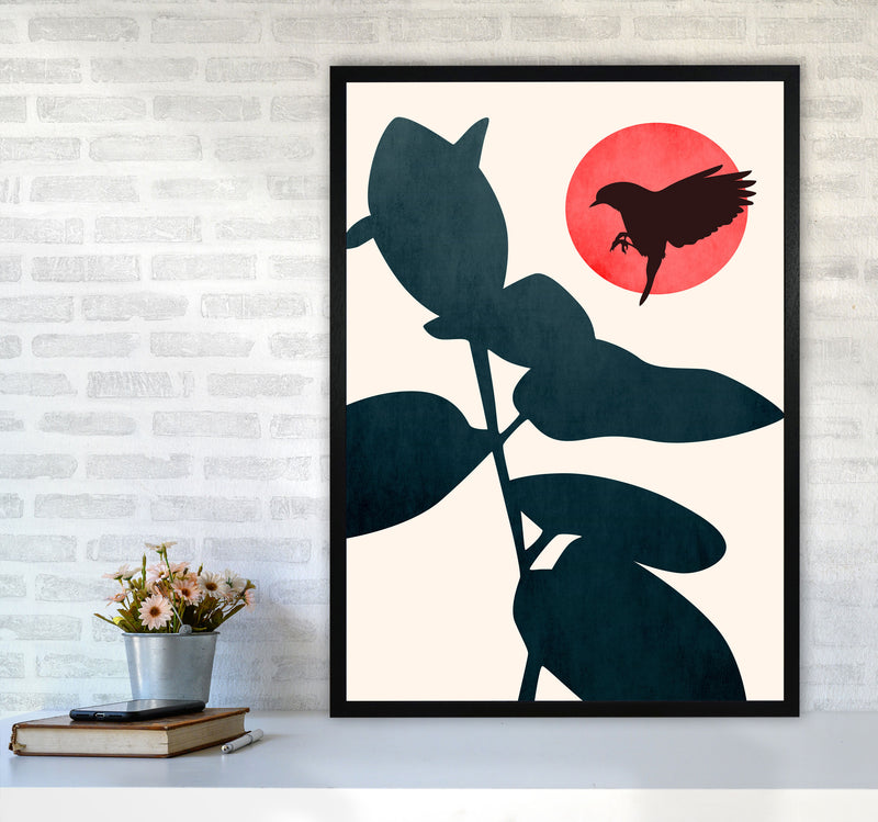 Japanese Bird Art Print by Kubistika A1 White Frame