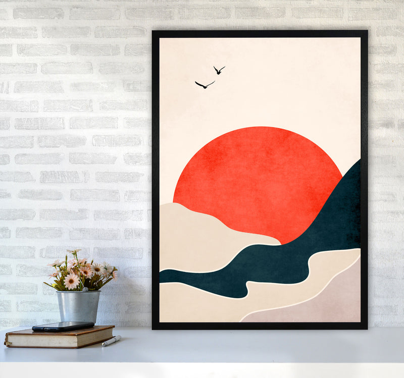 Drowning Sun Art Print by Kubistika A1 White Frame