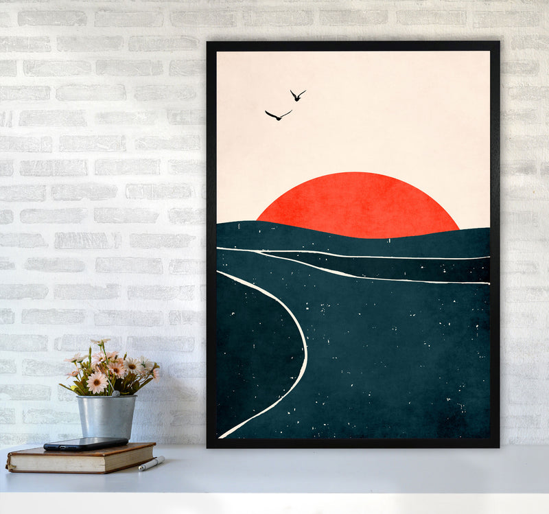 Doves And Waves Art Print by Kubistika A1 White Frame