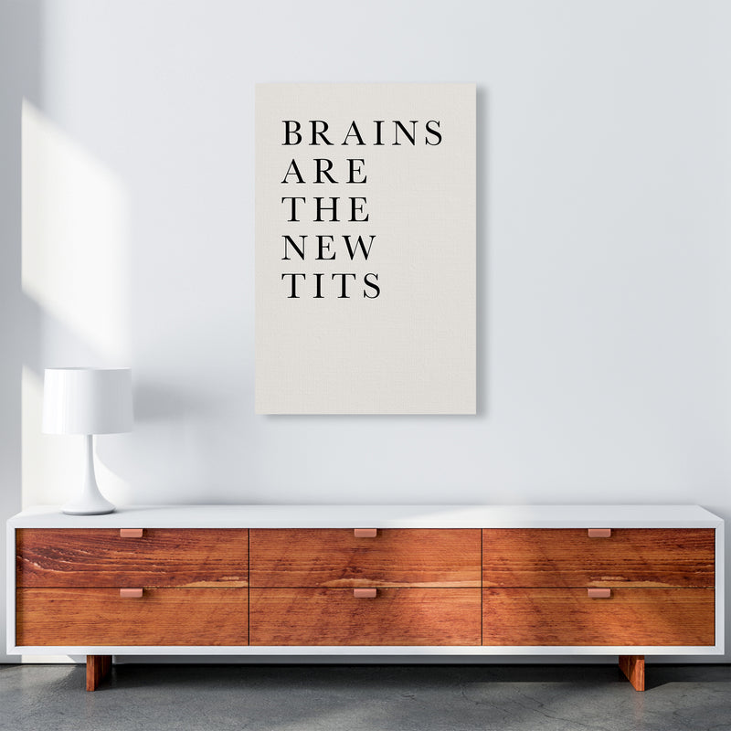 Brains Are The New Tits Funny Quote Art Print by Kubistika A1 Canvas