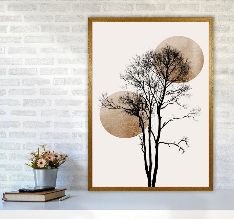 Sun and Moon hiding-GOLD Contemporary Art Print by Kubistika A1 Print Only