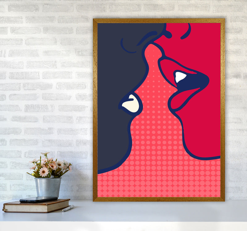 The Kiss - PINK Colourful Modern Art Print by Kubistika A1 Print Only